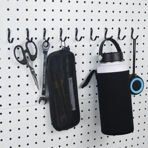 Pegboard Organizer Set 16 Pack With Bins Baskets Cups Hooks And J Hooks For One Eighth And One Quarter Inch Pegboards Black Holders