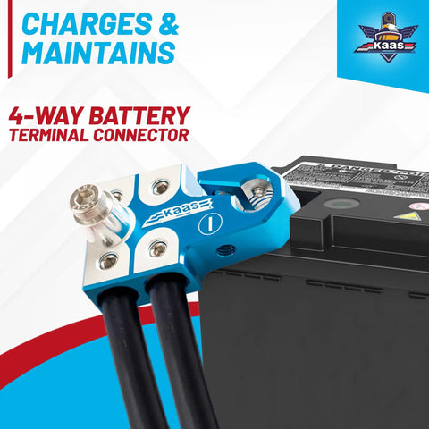 Lead Acid Battery Terminal Clamps Set For Positive And Negative Posts With SAE DIN EN Tapered Top Posts Four Way Connectors