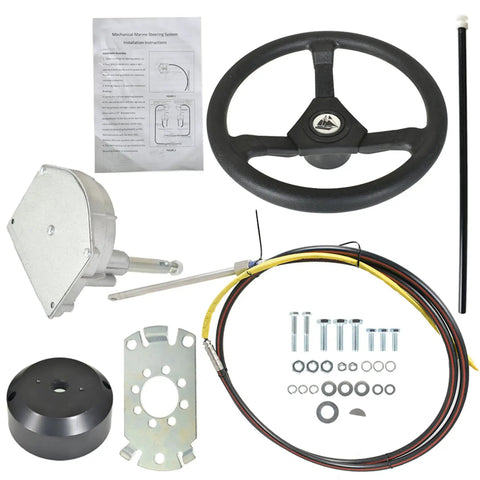 10 Feet Marine Steering Cable Kit With 3/4 Shaft And 12.4 Inch Wheel Replaces SS13710 For Outboard Boats Yachts And Watercraft