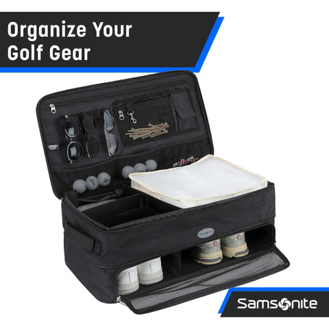 Car Trunk Organizer For Golf Gear With Durable Ripstop Polyester And Waterproof Backing Top Lid Mesh Section For Gloves Tees Snacks And Sunscreen Movable Dividers To Customize Storage Keeps Your Trunk Neat And Ready To Roll
