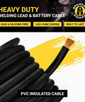 Shop Grade 1/0 AWG Welding Lead And Car Battery Cable 75 Feet Super Flexible Pure Copper Automotive Wire 600 Volt Black coil with copper strands