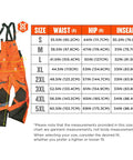 High-Visibility Insulated Bib Overalls With Thermal 160g Fill Weatherproof 300D Shell Windproof And Water-Resistant Orange X-Large Rated To -15F Rugged Outdoor Workwear For Cold Weather with size chart