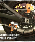 Keep Your Ride Rolling Smooth With This Universal Motorcycle Laser Wheel Alignment Tool used on bike sprocket and chain.