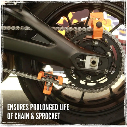 Keep Your Ride Rolling Smooth With This Universal Motorcycle Laser Wheel Alignment Tool used on bike sprocket and chain.