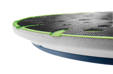 Close-up of RO 150 Hard Sanding Pad With Fast Fix For Flat Surfaces And Narrow Edges Multi Jetstream 2 Dust Extraction