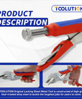 Close-up of locking pliers set three pack pro grade for welding and metalworking, featuring red and blue handles, 11 inch C clamp pliers.