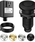 Air Switch Kit For Garbage Disposals UL Certified Sink Top Push Button 3.5 Inch Brass Button Matte Black Finish All In One Kit
