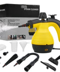 Heavy Duty Handheld Steam Cleaner For Deep Kitchen And Bath Scrubbing with tools and steam output.