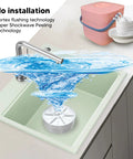 Slick Portable Countertop Mini Dishwasher Cordless Compact Sink Cleaner For Rv Apartments And Home Lightweight Fruit Veggies Washing Easy Setup No Sweat with vortex flushing technology in sink.