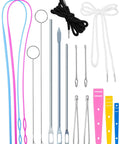 Drawstring Threader Tool Set For Hoodies Jackets And Pants A 16 Piece Kit With Metal Threaders Loop Turner Hooks Bodkin Tweezers