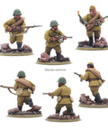 Soviet Army Infantry Platoon 28mm Scale Miniatures with Mosin Nagant rifles and carbines, showing Siberian veterans in wargame pose.