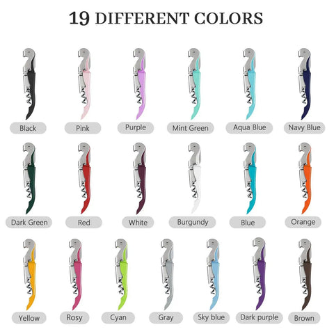 Image of Two Pack Waiter Corkscrew Wine Opener Set With Foil Cutter And Bottle Opener Double Hinged Pro Grade Wine Key For Servers And Bartenders Durable Stainless Steel And Zinc Handle Easy Cork Removal available in 19 colors.