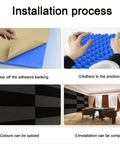 Installation process for Heavy Duty Top Shelf Acoustic Foam Panels And Soundproof Wall Padding For Home Studios With Kick Butt Noise Blocking Plus Water Resistant High Density Polyurethane Roll In Bright Red Finish.