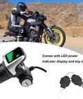 36V Half Twist Ebike Throttle Grip With Key Lock And LCD Display for E Scooter MTB Bike with motorcycle backdrop
