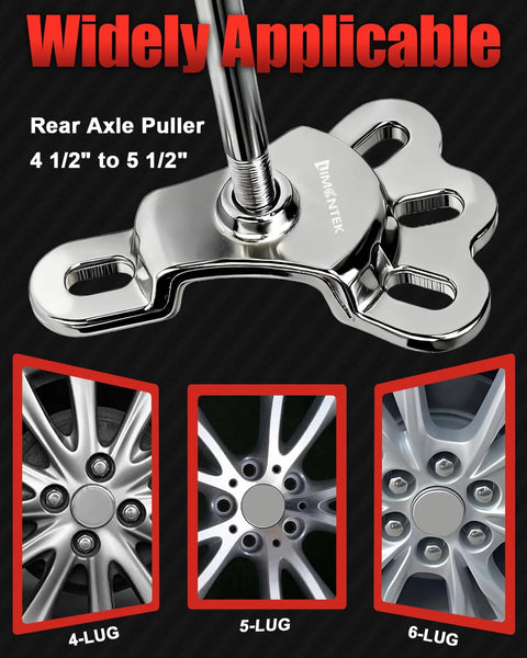 Limontek chrome rear axle puller set with slide hammer; 8-piece kit for 4-, 5-, 6-lug wheels