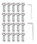 Bulletproof 304 Stainless Steel Hex Socket Cap Chicago Screws 20 Pack Metric Binding Post Set For Scrapbooking Leather Work And Diy Fixes. 20 metal screws and 2 hex wrenches.