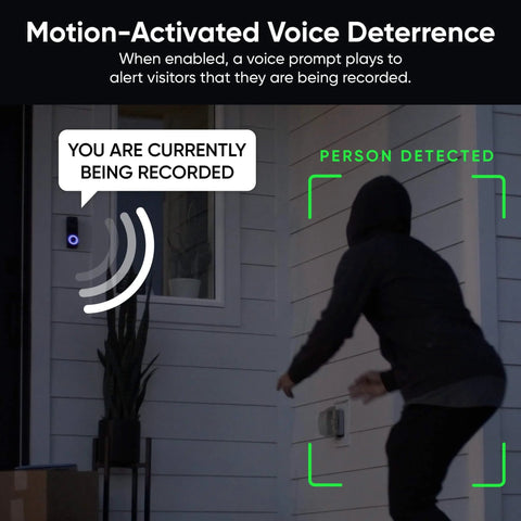 Motion-activated detection of a person at the door by Wireless Duo Cam Video Doorbell With Chime Included, Battery Powered, 2K Full HD Video.
