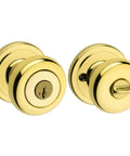 Entry Door Knob With Lock And Key, Exterior Keyed Handle For Front Entrance And Bedroom, Polished Brass Finish