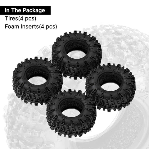 Four 36x14mm 0.7 Inch Swamp Claw RC Tires For 1/30 Axial SCX30 with Soft S5 Compound and Silicone Inserts