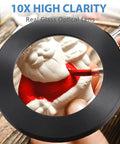 Pro Grade Two In One Magnifying Glass With Light And Stand For Repair And Reading magnifying a figurine painting, 10X lens detail