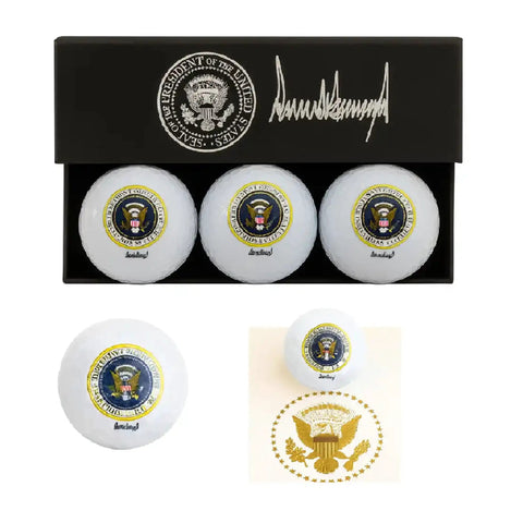 Trump Signature Golf Balls 3 Pack With Display Gift Box Dope Collectible Golf Balls For Trump Fans Political Memorabilia White Finish
