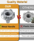 Comparison of metal handle versus plastic handle for 2 Pack Heavy Duty Outdoor Faucet Handle Repair Kit For RK 14 17MH Replacement Handle For Woodford 14 And 17 Wall Faucets Metal Spigot Handle In Silver Finish Built Tough Weatherproof And Easy To Install.