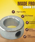 Front view of a 3/4-inch bore solid steel shaft collar with zinc plating
