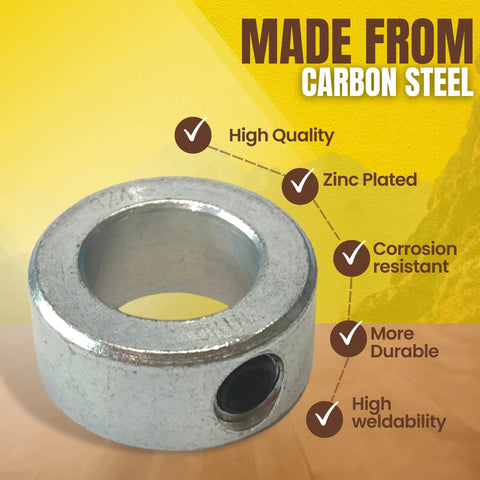 Front view of a 3/4-inch bore solid steel shaft collar with zinc plating
