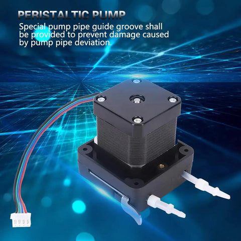 Hella Accurate Micro Peristaltic Pump Featuring Heavy Duty 42 Stepper Motor For Smooth Liquid Dosing Aquarium Transfer And Lab Setup Adjustable Output Up To 140 Ml Per Minute 6 To 24V Dc with pipe grooves.
