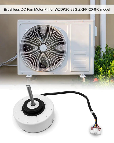 Brushless 280V fan motor for air conditioning, 20W, 1300RPM, 0.1A, easy install plug in replacement for WZDK20-38G ZKFP-20-8-6