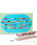 Montessori World Flags Set With 22 Inch Wooden Map And 36 Country Flags On Solid Beechwood For Kids Kid Friendly Educational Geography Toy