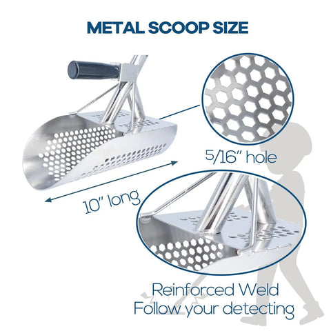 Heavy Duty Sand Scoop For Metal Detecting With Long Handle Stainless Steel Detector Shovel For Beach Treasure Hunting details