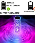 Rose Crystal Table Lamp With 16 Colors RGB Lights, Touch And Remote Control, USB Rechargeable 2000mAh Battery Delivers Up To 12 Hours