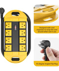 Weatherproof Outdoor Power Strip With Eight Outlets, Waterproof Extension Cord For Wet Areas, IPX6 Rated, Heavy Duty