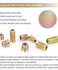 152 Piece Threaded Inserts Set For Wood, steel nut inserts shown in various sizes, zinc plated for furniture repair.