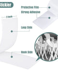 Heavy Duty 2 Inch X 27 Feet White Hook And Loop Tape With Super Grippy Self Adhesive Back showcasing loop and hook sides for organization.