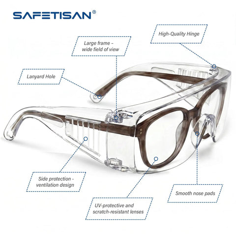 Heavy Duty Safety Glasses Over Glasses 12 Pack Ansi Z87 1 Clear Lens Scratch Proof Goggles Fit Prescription Specs Men Women Construction Shop Floor Go To Gear