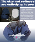Travel Neck Pillow With Built In Two Way Hood And Stuffable Pocket Turns Pillow Into Extra Carry On Luggage Cotton Light Blocking Navy Lightweight Comfort For Long Hauls And Air Travel, adjustable navy cotton hooded neck pillow
