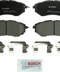 Bosch BP1078 QuietCast semi-metallic brake pad set four pads with hardware, front view for Subaru models.