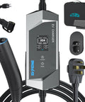 Ready For Tesla Level 1 And Level 2 Portable EV Charger, Plug And Play 32A Electric Vehicle Charger with accessories shown.