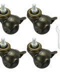 1.5 Inch Ball Caster Wheels Set, Four Threaded Stem Caster Wheels, 360 Degree Rotatable With Brakes, Bronze Finish For Furniture