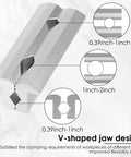 Side view of Aluminum Alloy Magnetic Vise Jaw showing V-shaped design and clamp range for wood and metal projects.