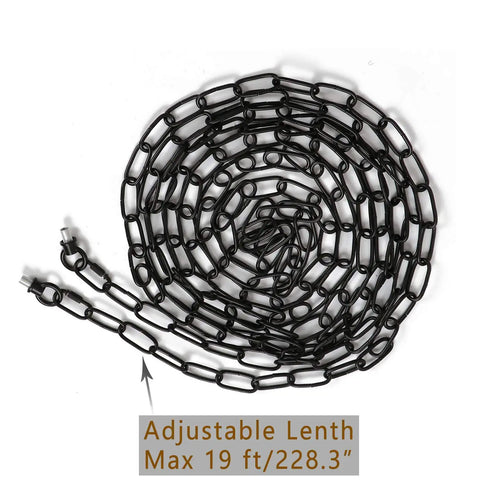 Coiled Beefy 19Ft Black Chain For Pendant Lights And Ceiling Fixtures, Extra Chain For High Ceilings, Install Chain Hung Lighting
