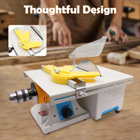 Do It All Mini Saw For Woodworking And Rock Cutting 750W Electric Grinder Polisher with flexible shaft on workbench, white color