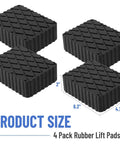 Racewill Solid Rubber Auto Lift Pads For 4 Post Car Aligners, 2" thick, 4 pack, dimensions 6.3" x 4.7".