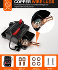 Tough As Nails 150 Amp Manual Reset Inline Circuit Breaker Waterproof DC 12V to 48V with copper wire lugs and screws.