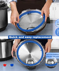 Person installing Three Pack 6 Qt Instant Pot Sealing Ring Replacement Kit With Three Float Valve Caps Food Grade Silicone Gasket