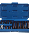 Dope 15-Piece Car Socket Set With H4 To H12 Alloy Mechanic Bits And 1/2 Inch Adapter For Your Garage Engine Work That Hits Tight Fits Without Mashing Fasteners Or Slipping Out, blue case open