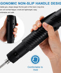 Electric Screwdriver Set With Adjustable Torque Ergonomic Anti Slip Grip shown in hand for comfort
