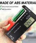 Easy Read Battery Checker Digital Capacity Tester For AA AAA C D 9V 1.5V Button Cells And 3.7V Li Batteries Fast Health Readout Dope Gadget For Home Shop And DIY Tech in ABS plastic, hand-held with LCD screen